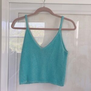 Turquoise knit tank -size L